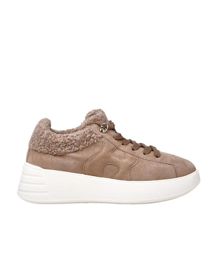 Hogan Furry-detail Lace-up Sneakers In White