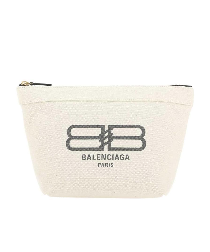Balenciaga Logo Zipper Handbag In White