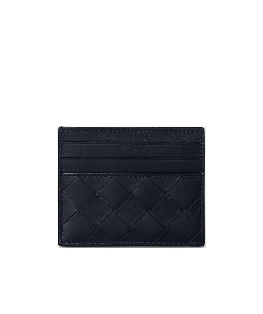 Bottega Veneta Black Card-holder With Intreccio Motif In Leather Woman
