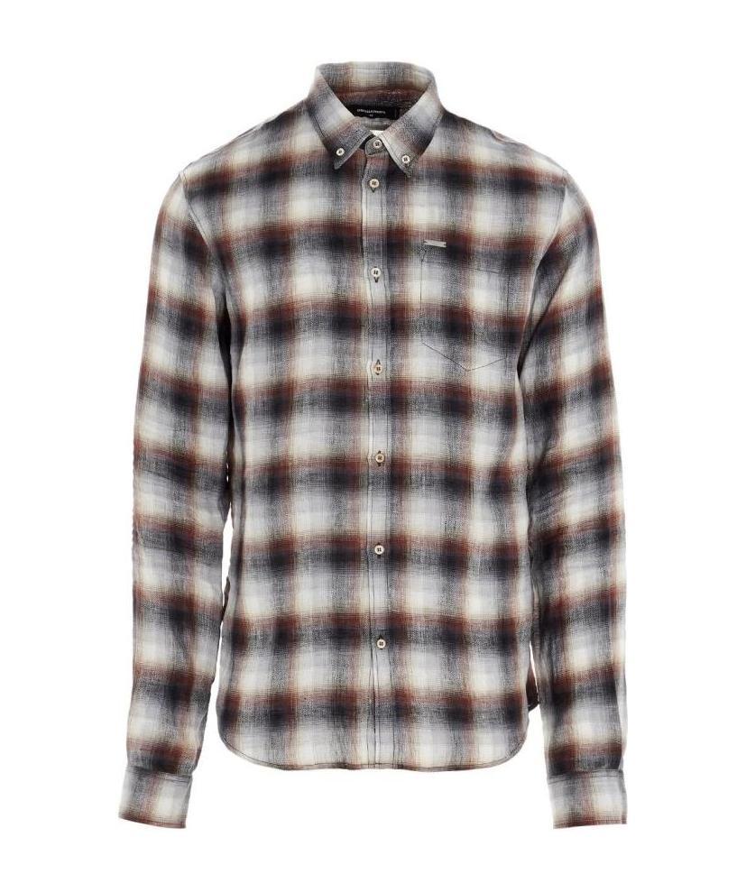 Dsquared2 Plaid Button-front Shirt In Gray