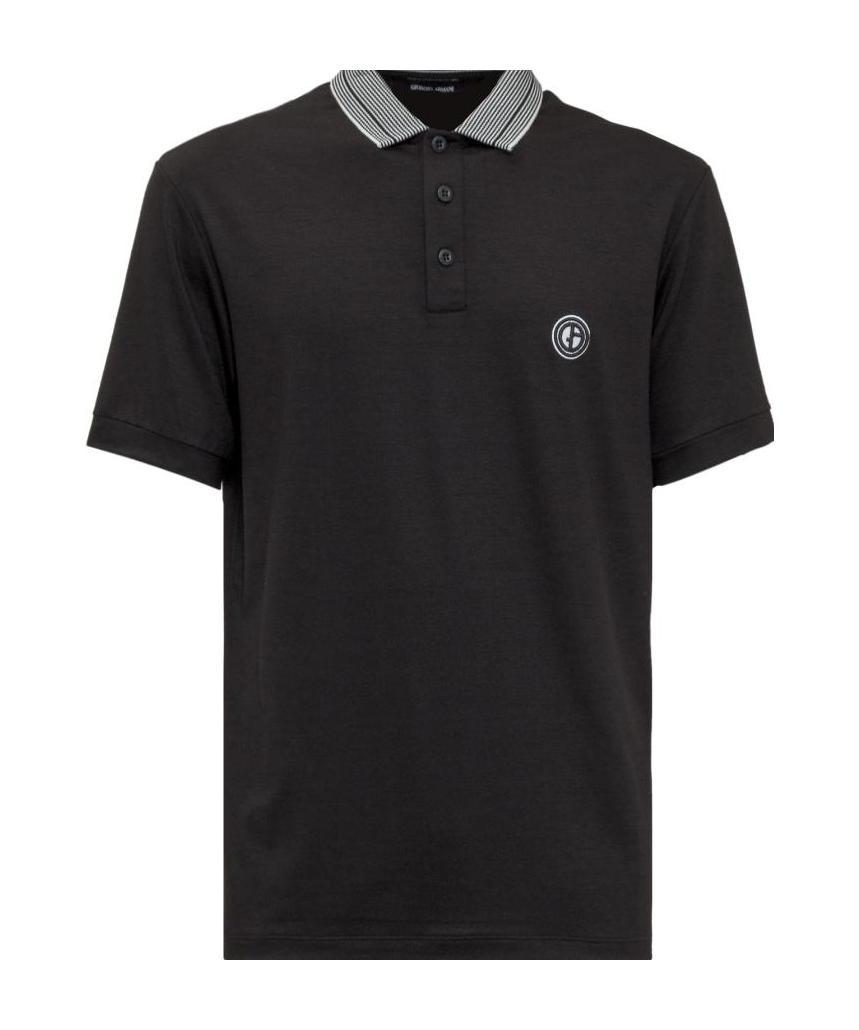 Giorgio Armani Contrast Collar Polo-shirt In Black