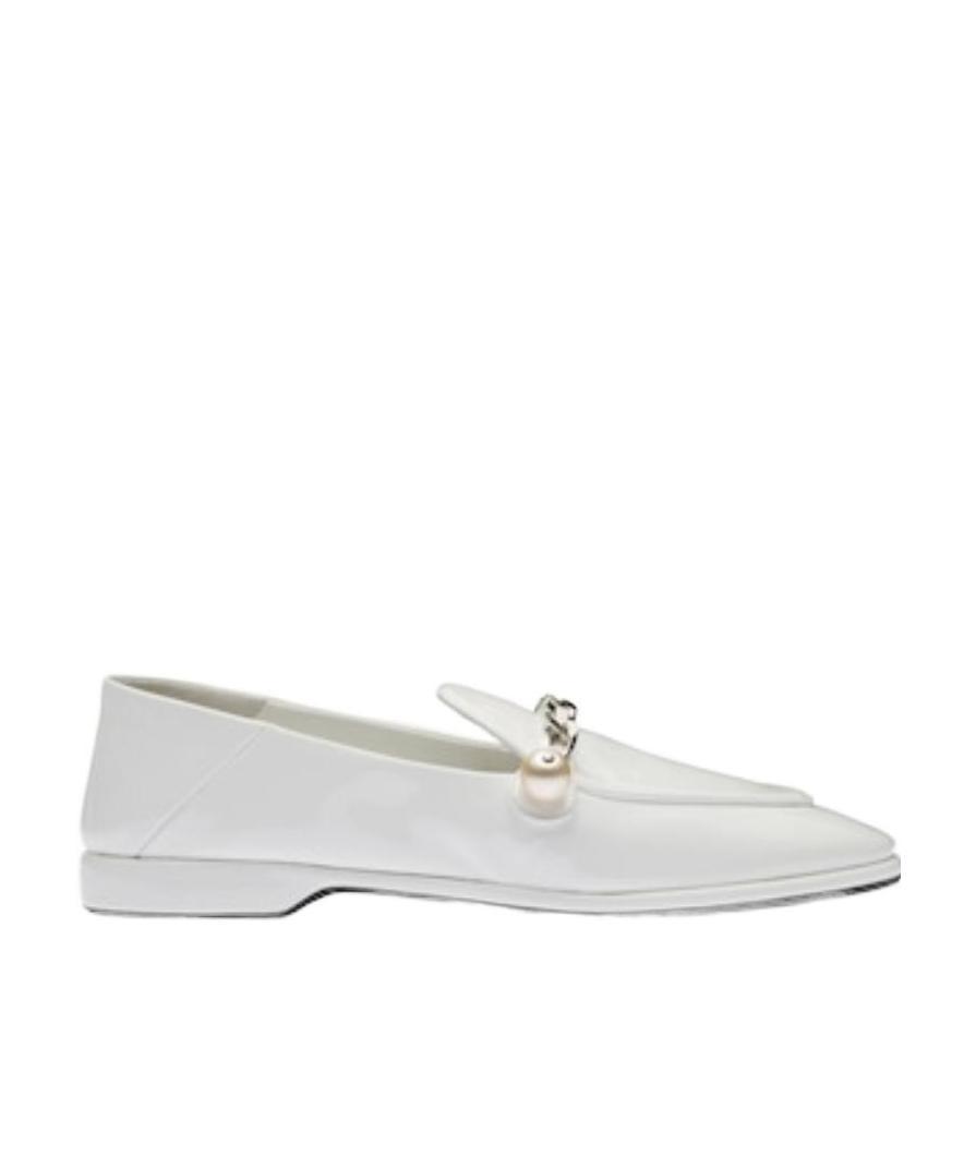 Miu Miu Wear Loafers With Round Head And Flat Bottom In White