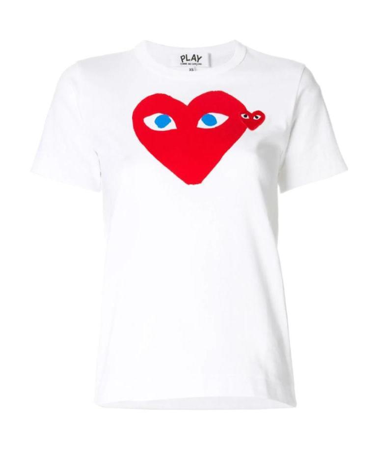 Comme Des Garçons Play Graphic Print Crew Neck Short Sleeves T-shirt In White
