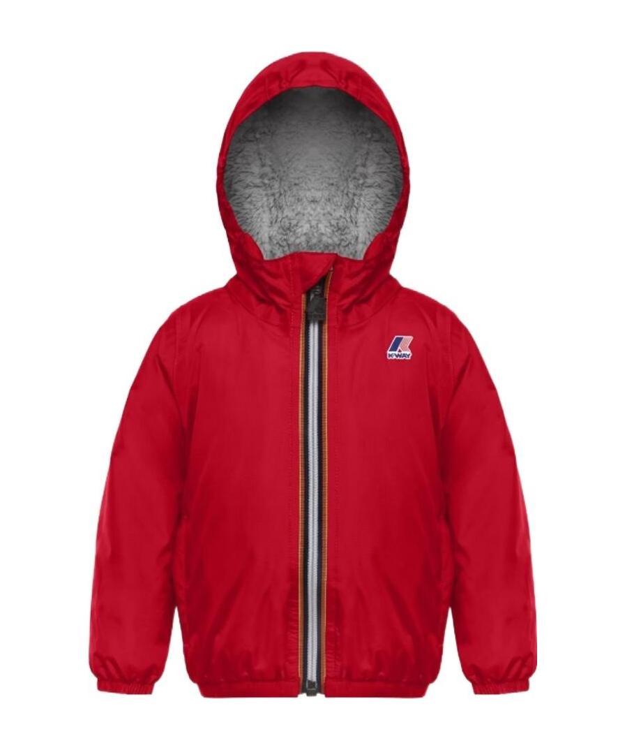K-way Logo Hooded Rain Jacket In Red