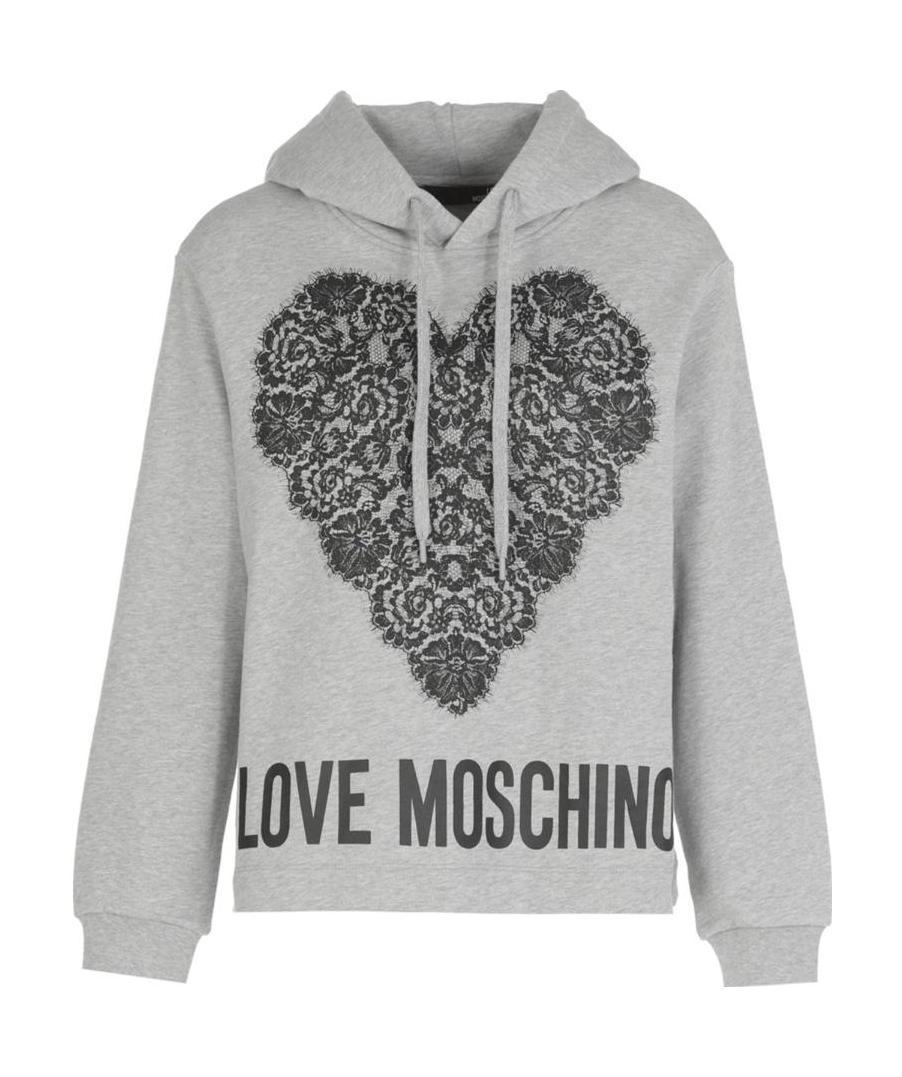 Moschino Logo Hooded Sweater In Gray