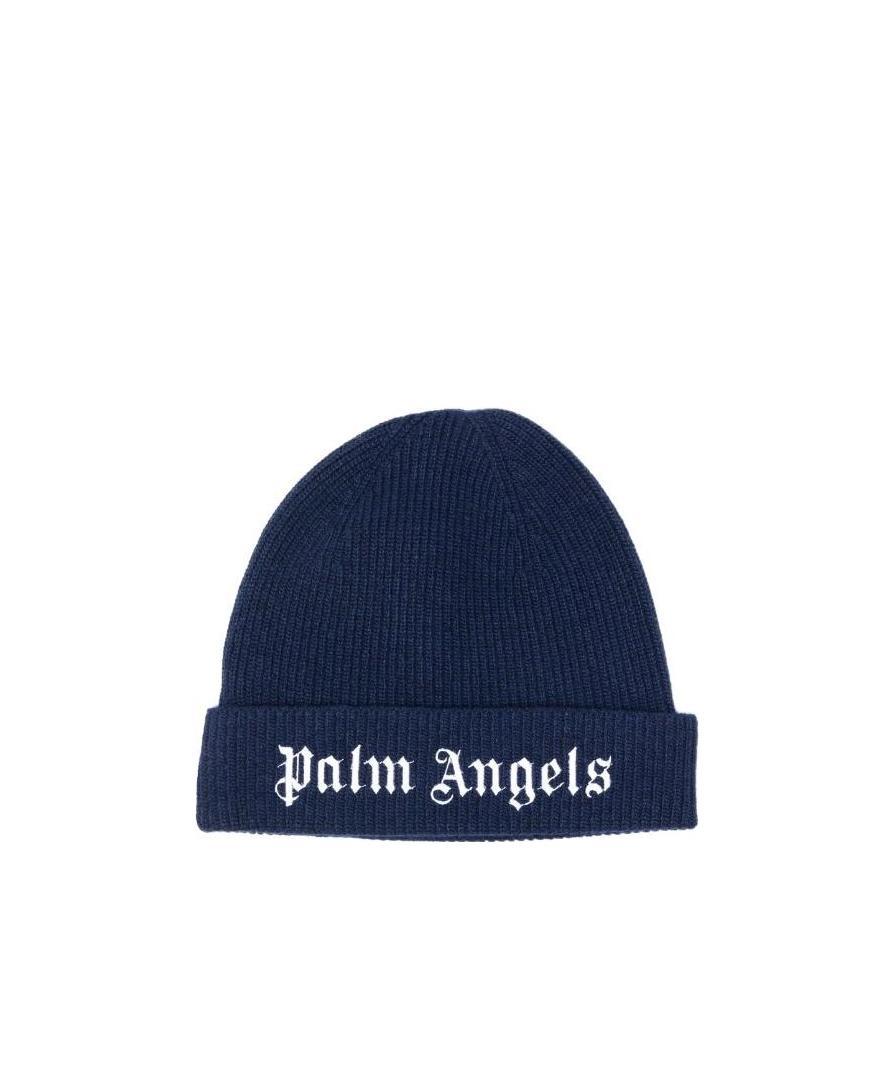 Palm Angels Kids Knitted Logo Beanie 4 - 8 Years Blue By Childsplay Clothing In Black