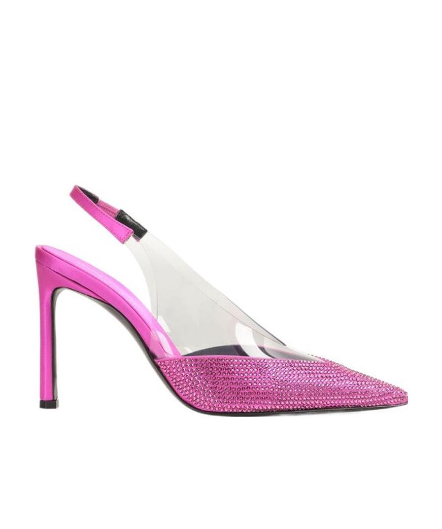 Sergio Rossi X Evangelie Smyrniotaki Satin & Vinyl Slingback Pump In Pink