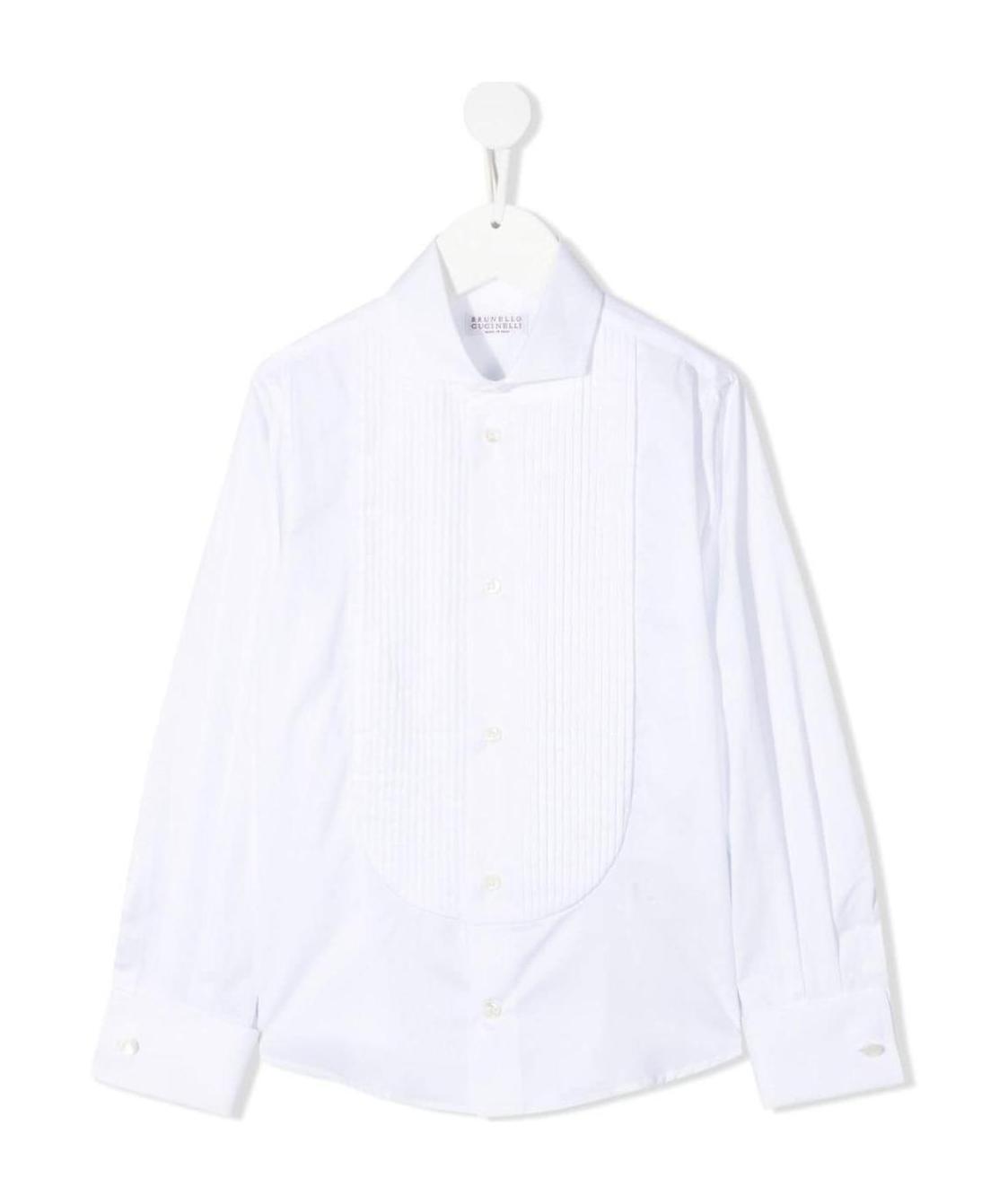 Brunello Cucinelli Cotton Tuxedo Shirt In White