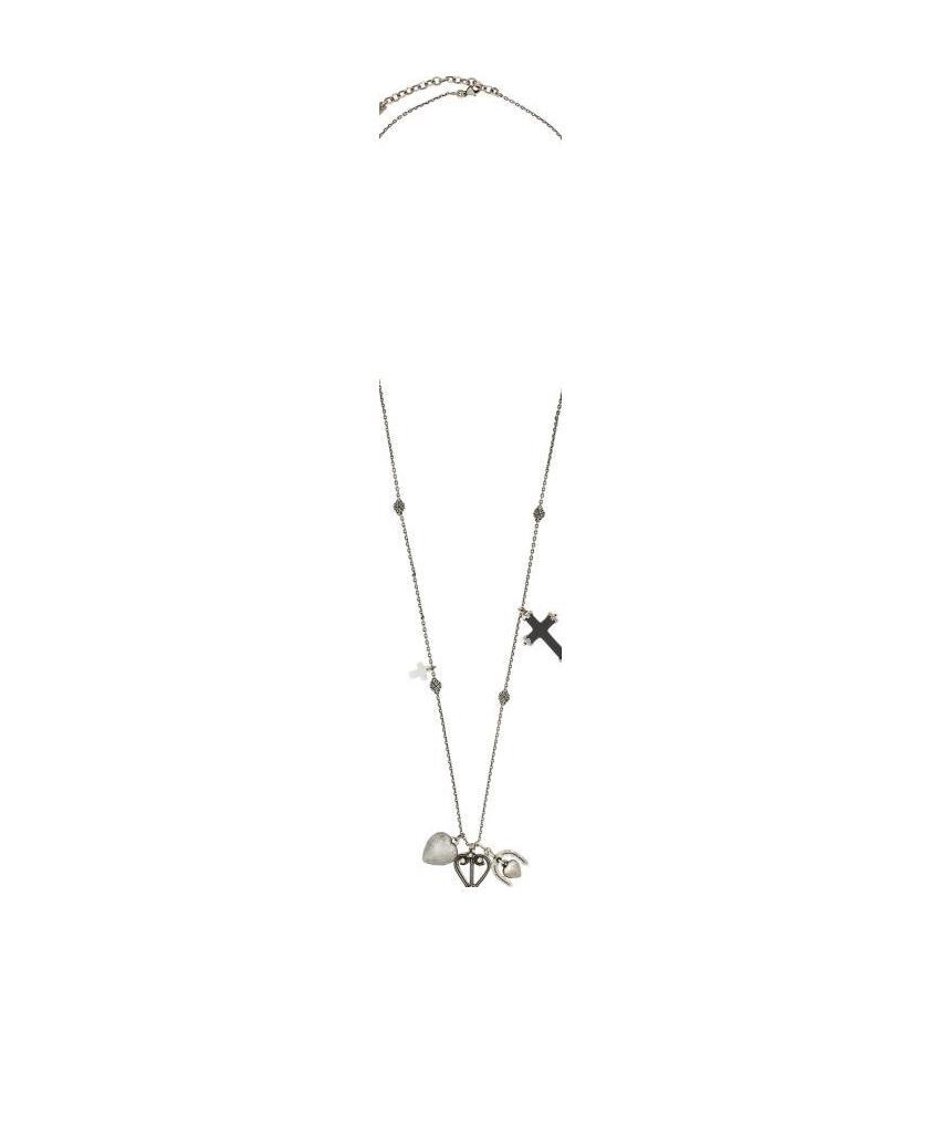Saint Laurent Multi-charm Necklace In Gray