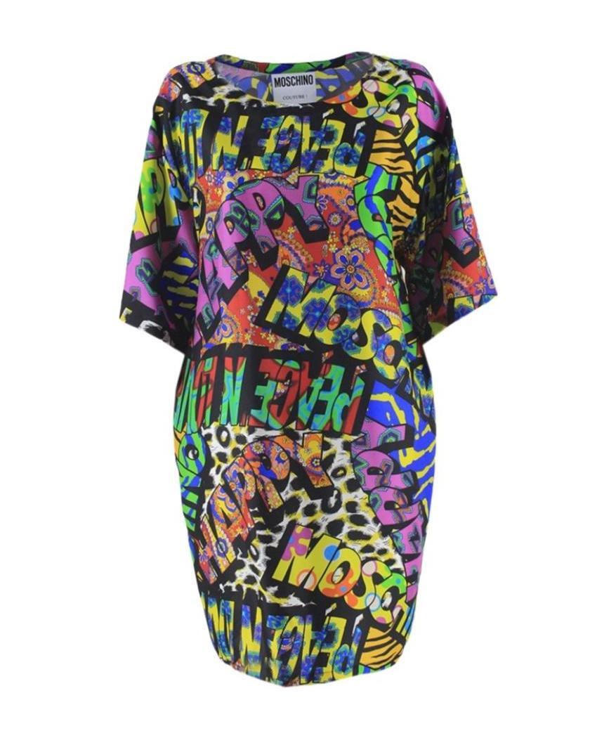 Moschino Printed Loose Dress In Multicolor