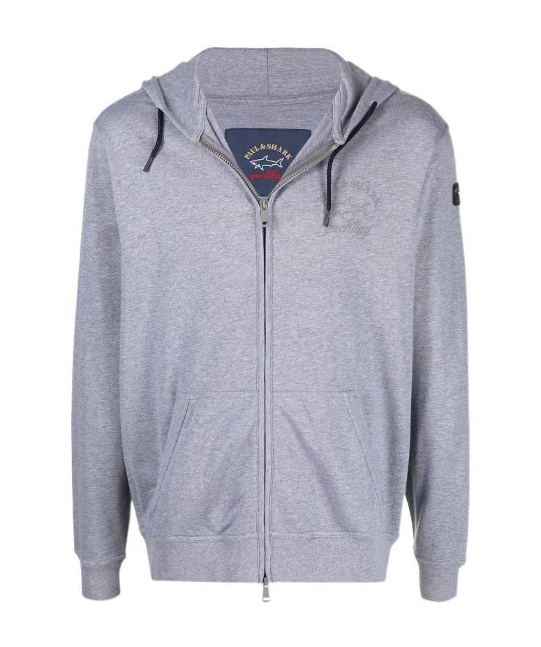 Shop Paul & Shark Logo-print Zip-up Hoodie In Black