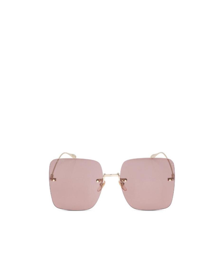 Gucci Logo-charm Square-frame Sunglasses In Nude