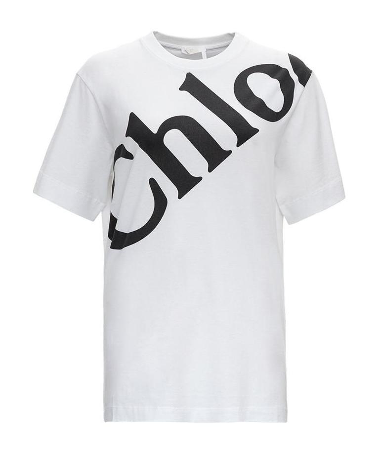 Chloé Maxi Logo-print Short-sleeve T-shirt In White