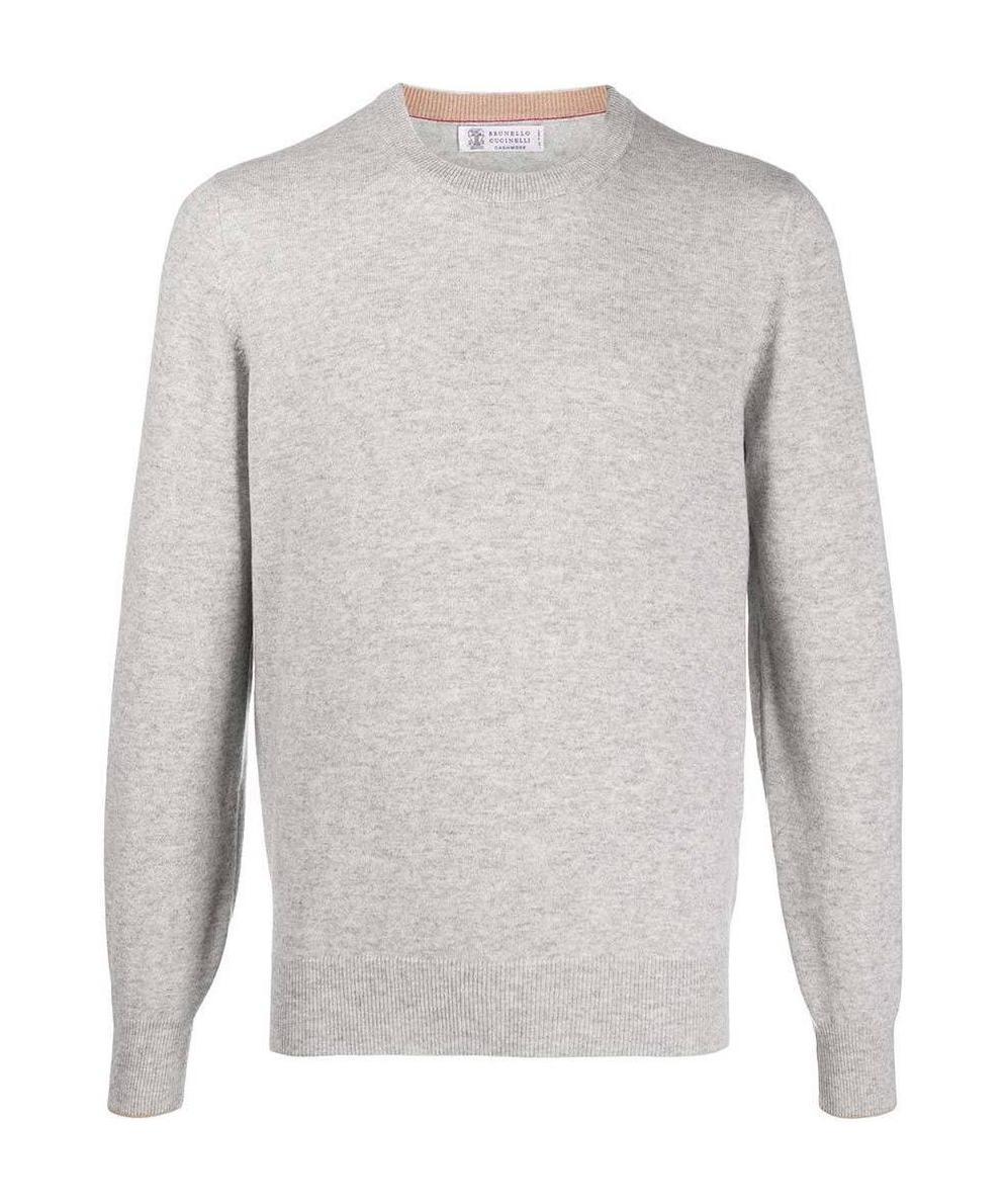 Brunello Cucinelli Crew-neck Cashmere Pullover In White