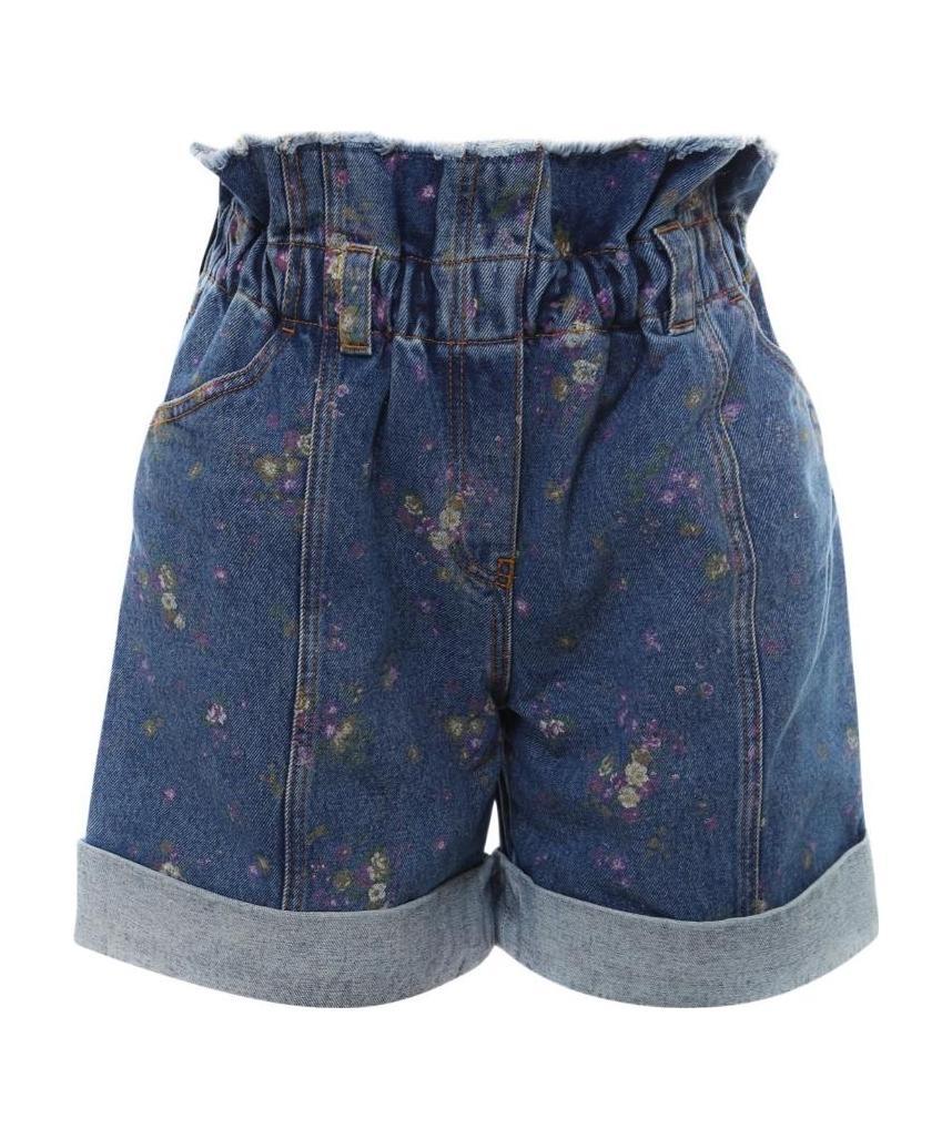 Philosophy Di Lorenzo Serafini Floral-print Denim Shorts In Blue