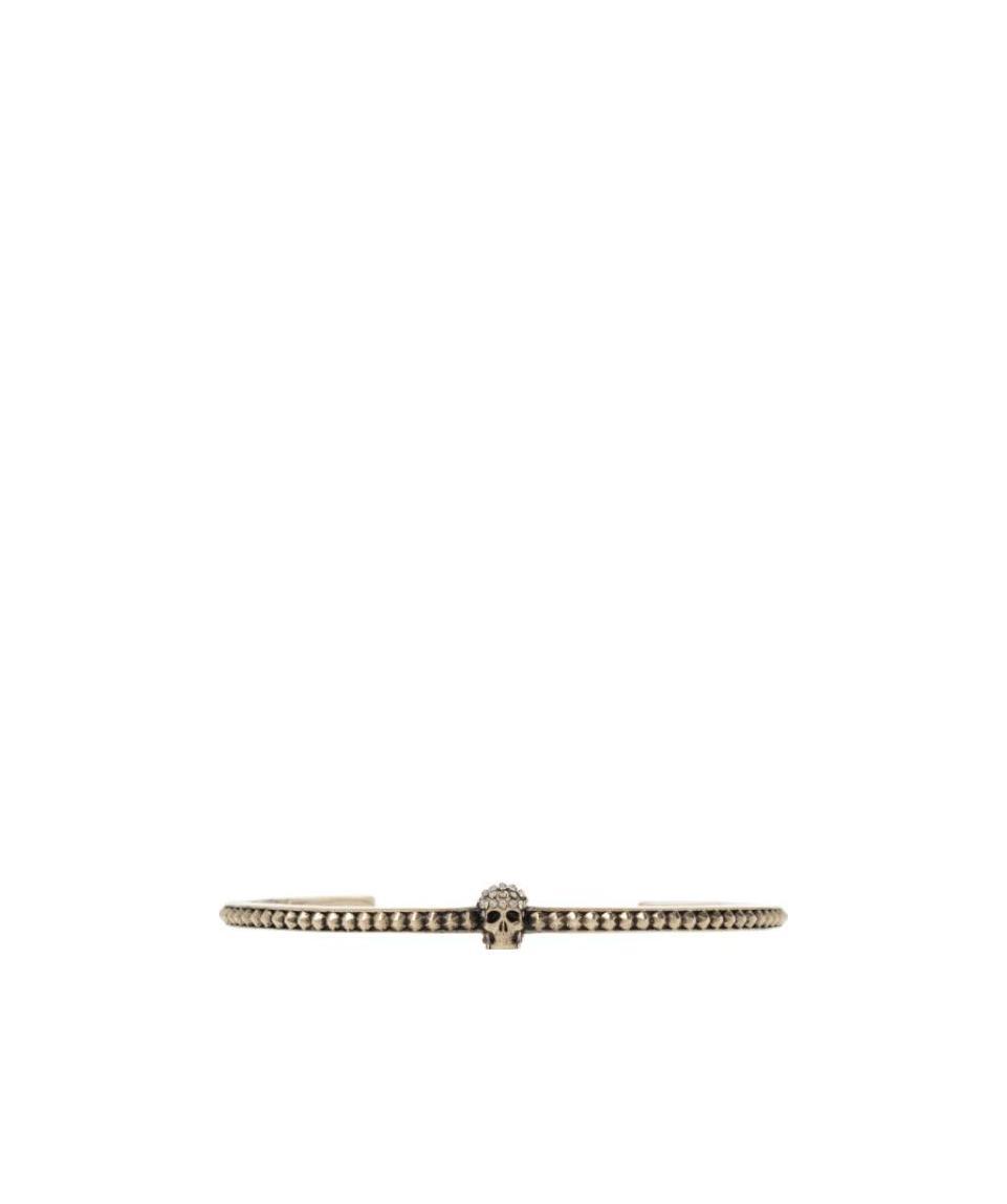 Alexander Mcqueen Skull Charm Cuff Bracelet In Yellow