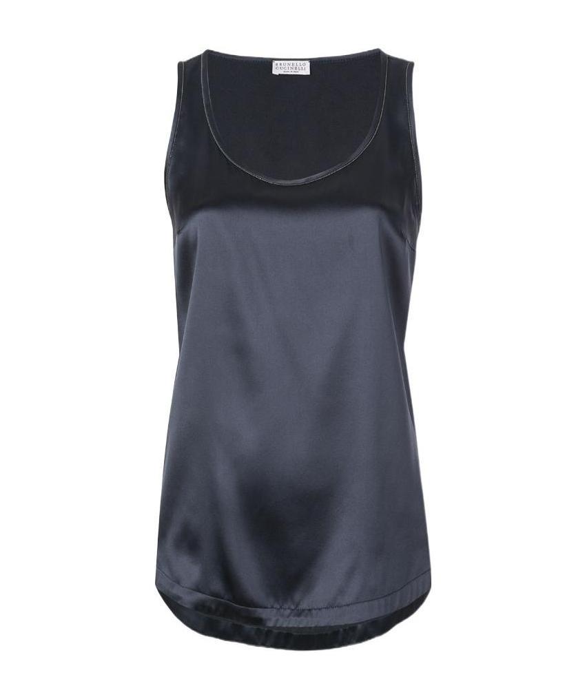 Brunello Cucinelli Silk Tank Top In Blue