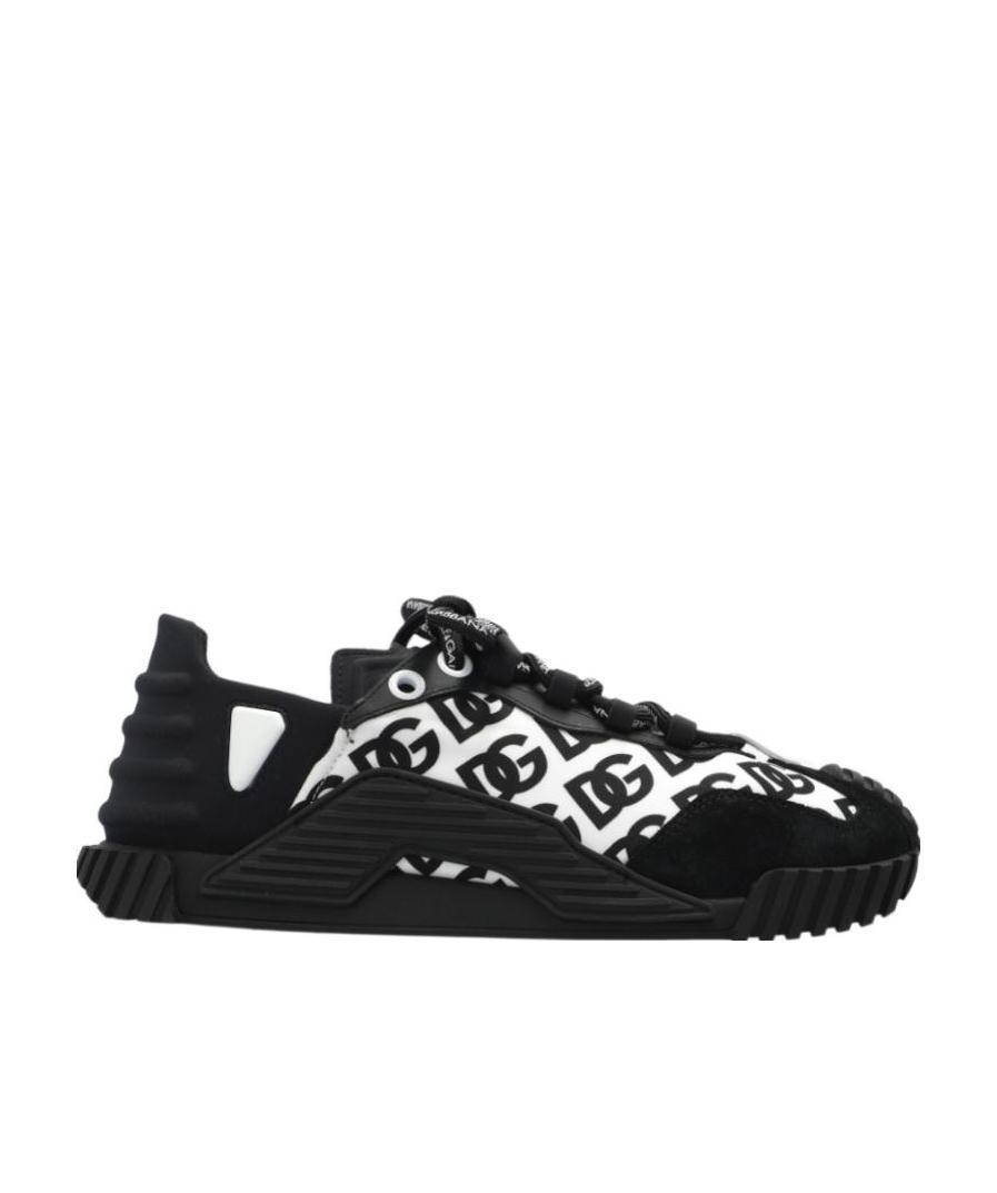 Dolce & Gabbana Men's Calfskin Nappa Portofino Sneakers With Dg Logo Print In Black