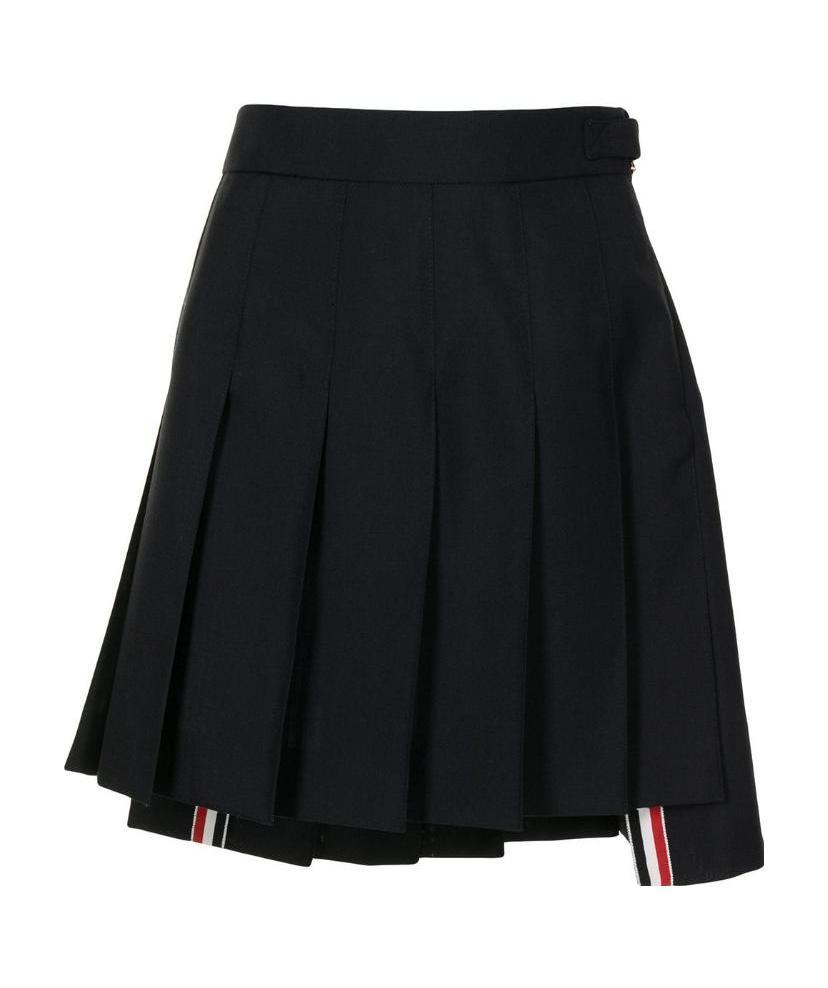 Thom Browne Asymmetric Design Mini Wool Skirt In Black