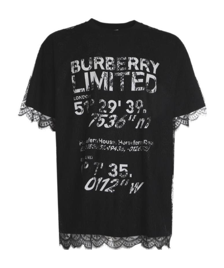 Burberry Coordinates Lace Layered T-shirt In Black