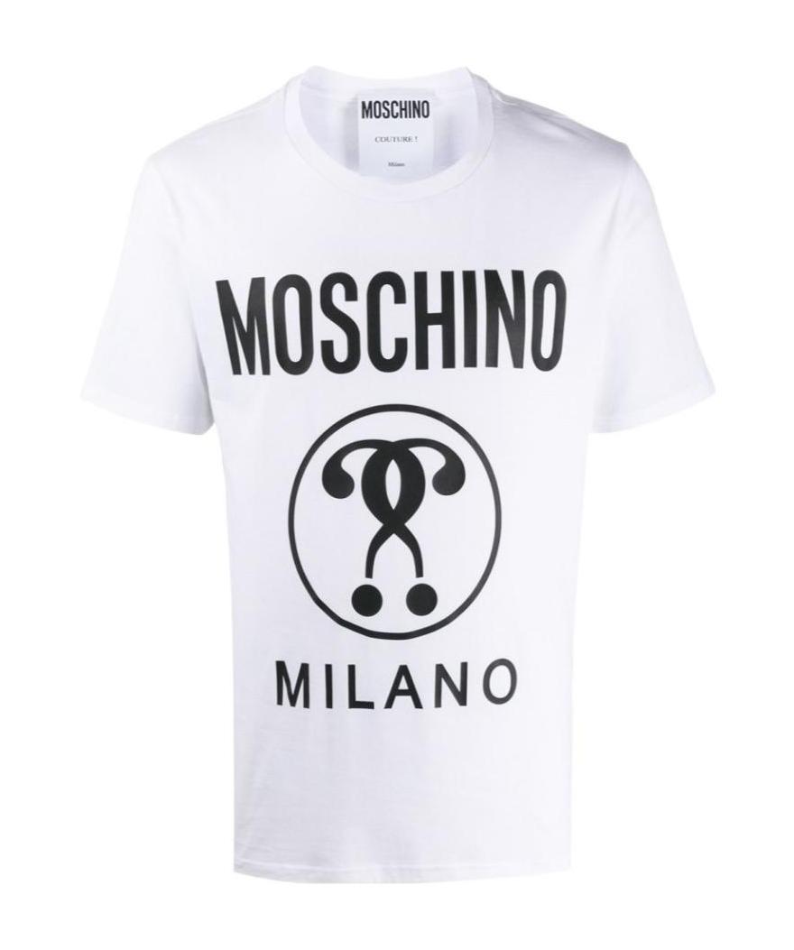 Moschino Cotton T-shirt With Double Question Mark Logo In White