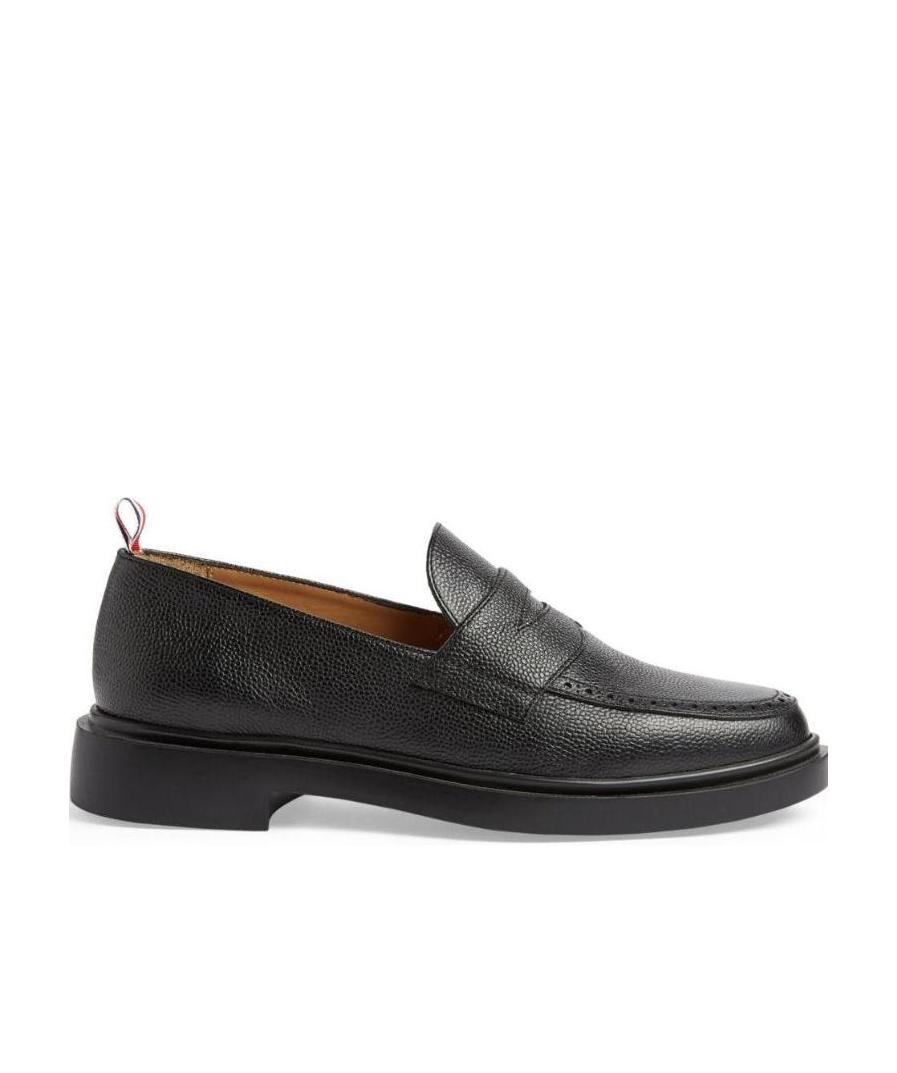 Thom Browne Black Slip-on Loafers With Loop Detail In Black