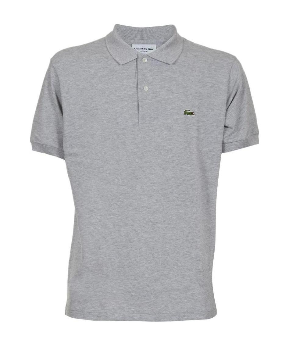 Lacoste Logo-patch Polo Shirt In Gray