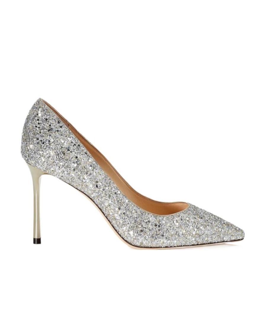 Shop Jimmy Choo Logo Thin-soled Shallow-mouth High-heeled Shoes In Gray