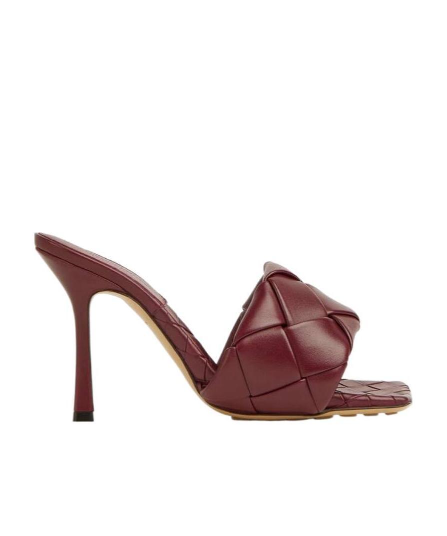 Bottega Veneta The Lido Intrecciato Leather Sandal In Red
