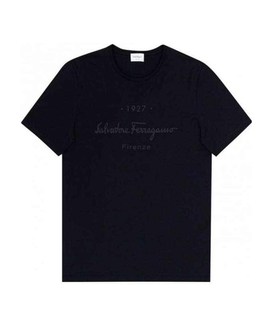 Ferragamo Logo Printed T-shirt In Black