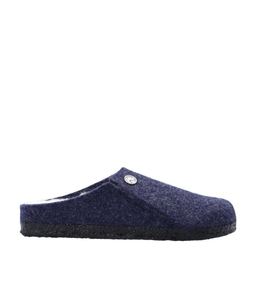 Birkenstock Logo-button Shearling Slippers In Black