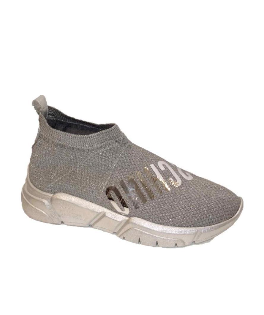 Moschino Logo Leisure Sports Shoes In Gray