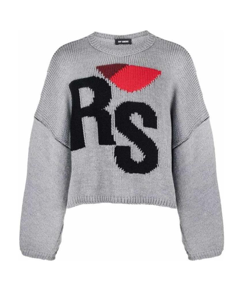 Raf Simons Logo Round-neck Pullover In Gray