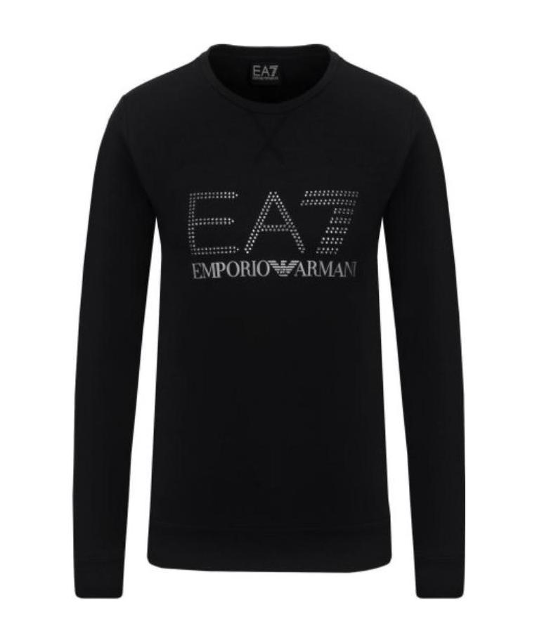 Shop Ea7 Logo Long-sleeved Sweater In Black