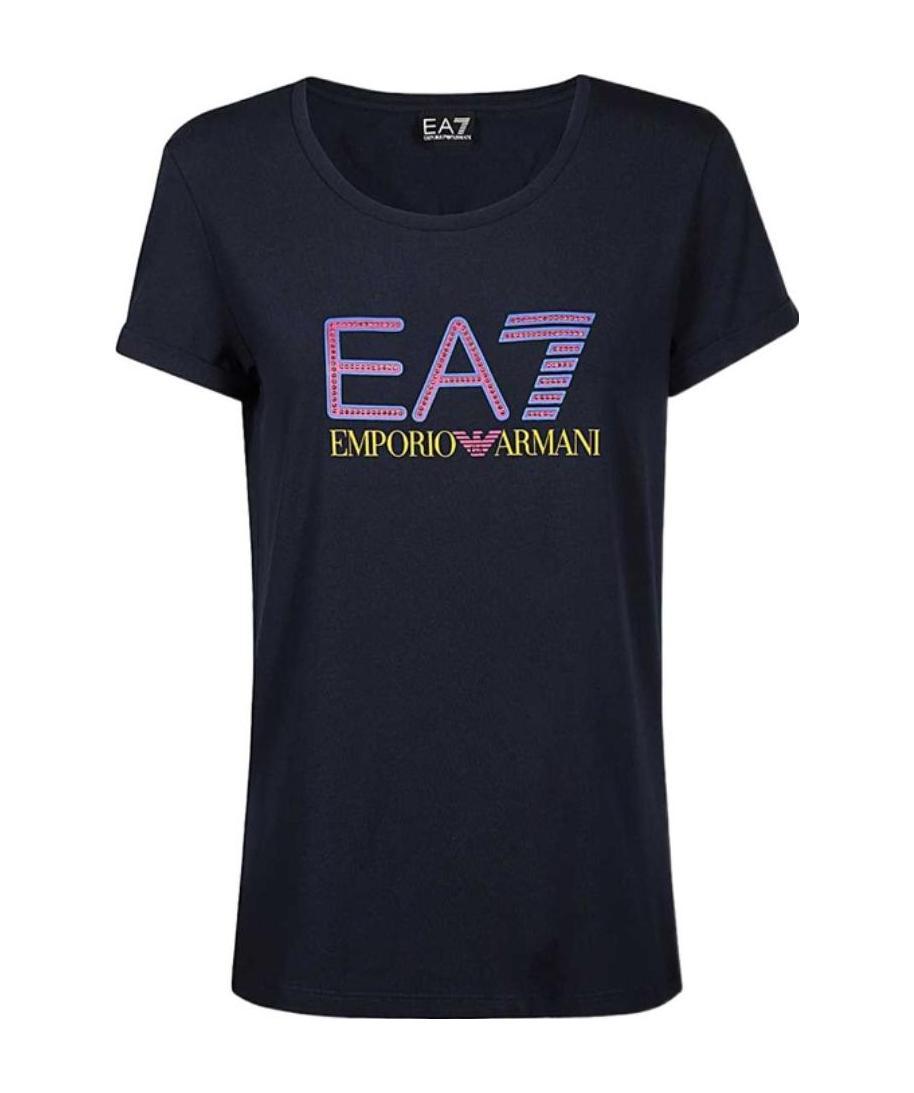 Ea7 Round-necked Logo T-shirt In Black
