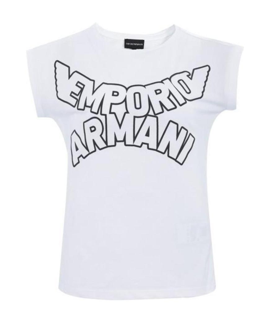 EMPORIO ARMANI LOGO ARC PRINTED T-SHIRT WITH ROUND NECK