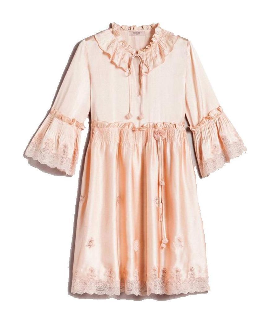 Twinset A Dress With Lace Details In Nude