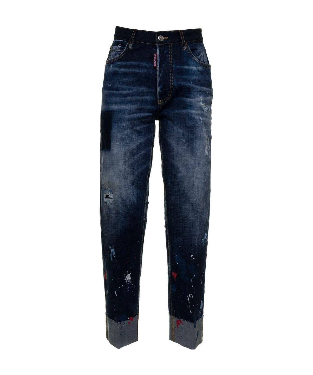 Dsquared2 Paint-splatter Straight-leg Jeans In Black