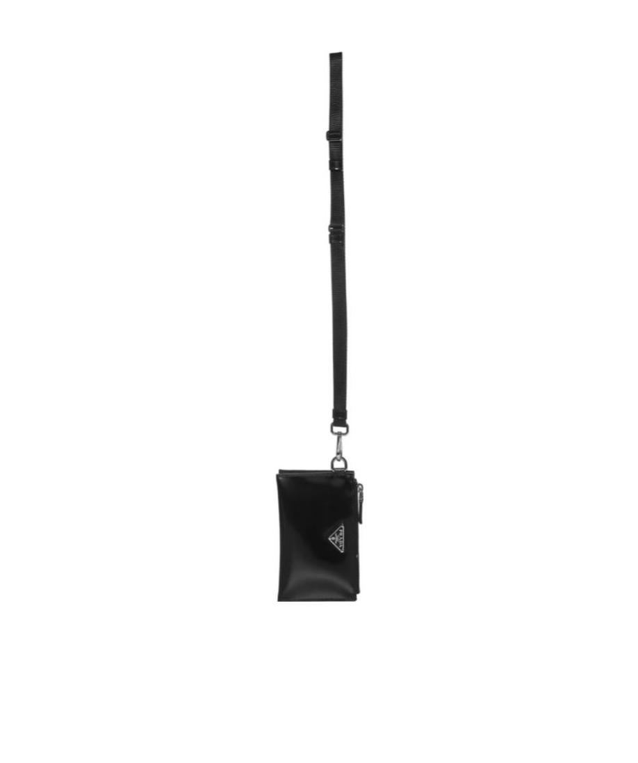 Prada Logo Plaque Zip-up Wallet In Black