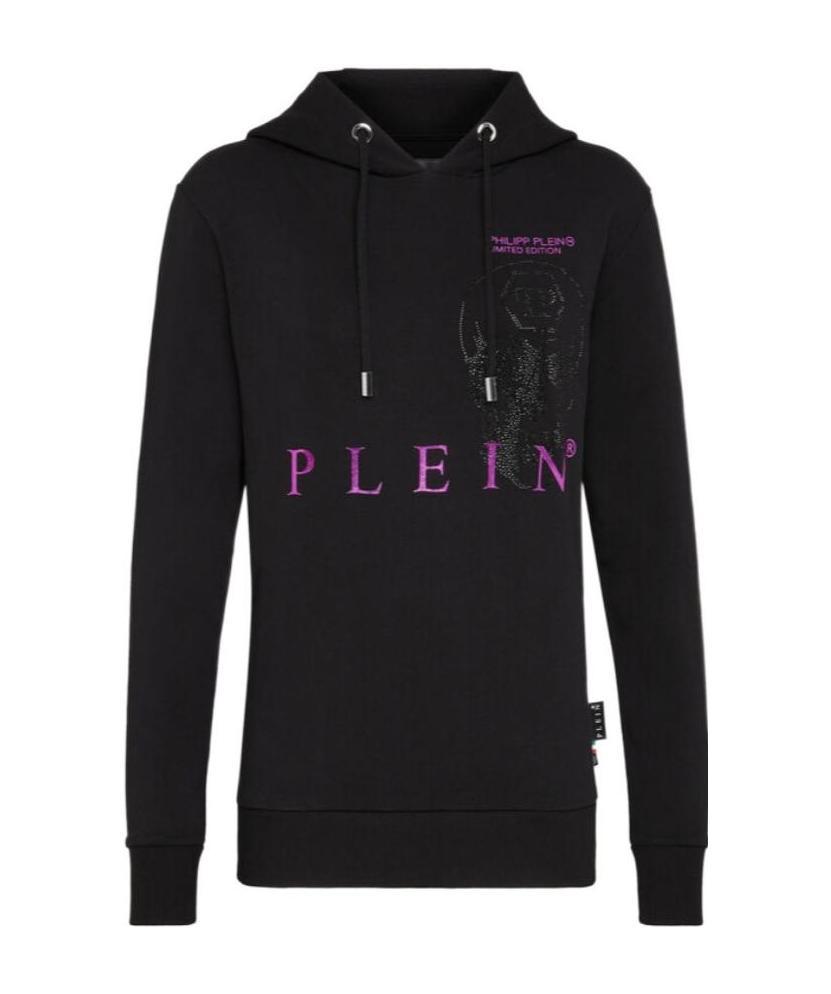 Philipp Plein Logo Details Hooded Hoodie In Black