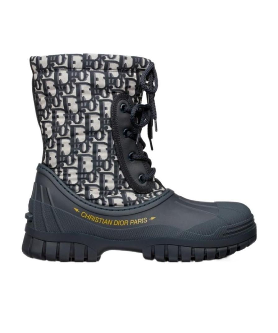Dior Logo Lace Up Boots In Black