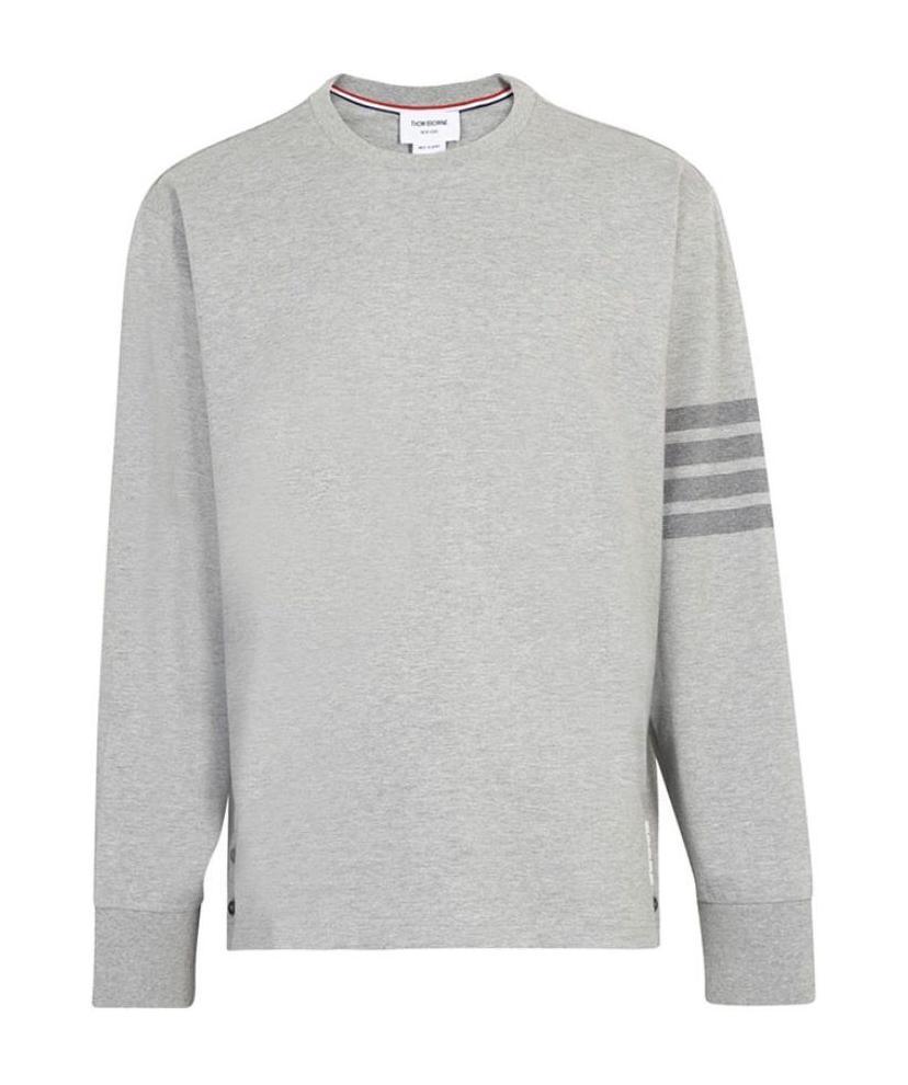 Thom Browne 4-bar Long-sleeve T-shirt In Gray