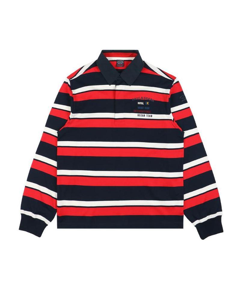 Shop Paul & Shark Striped Long-sleeved Polo Shirt In Black