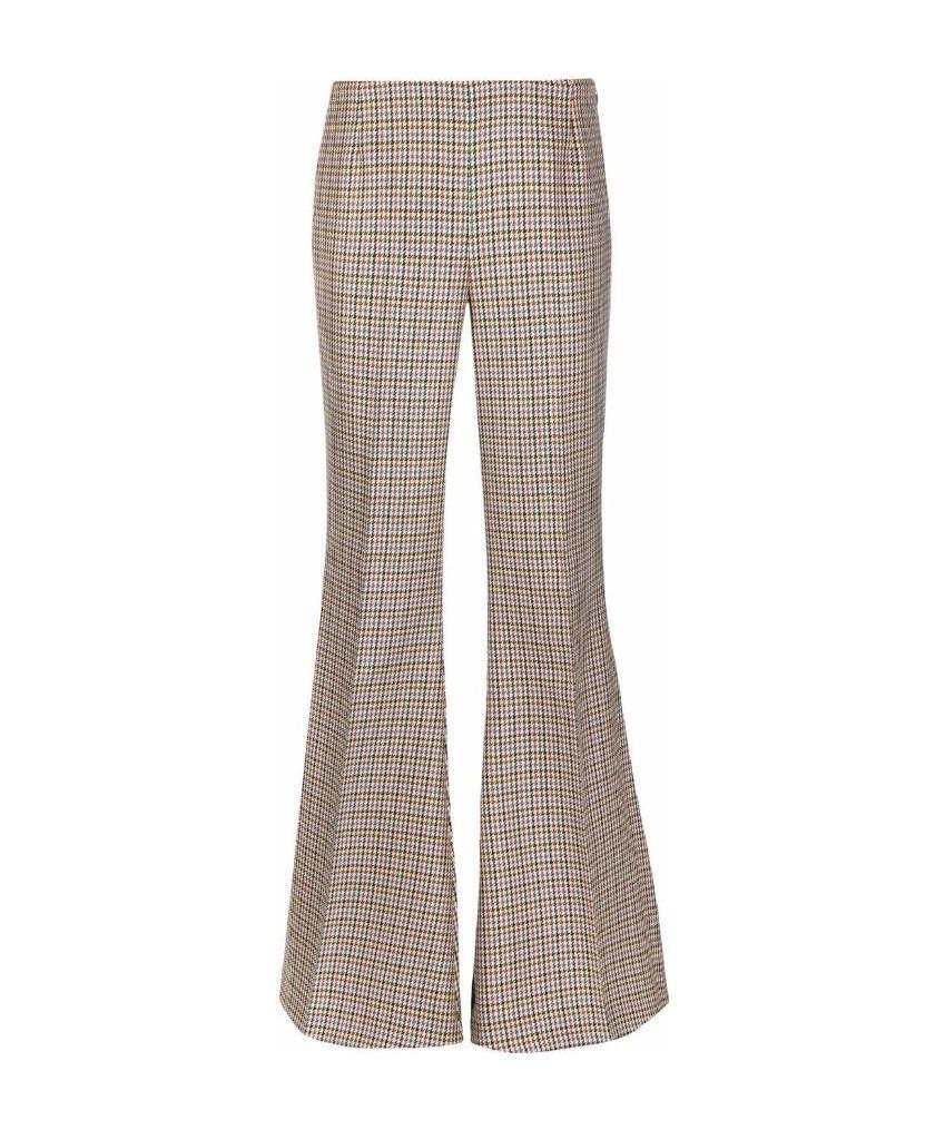 Stella Mccartney Houndstooth-pattern Flared Trousers In Nude
