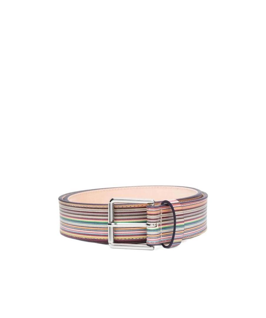 Paul Smith Striped Buckle Belt In Nude