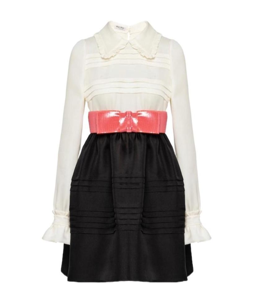 Miu Miu Belted Short Dress In Black