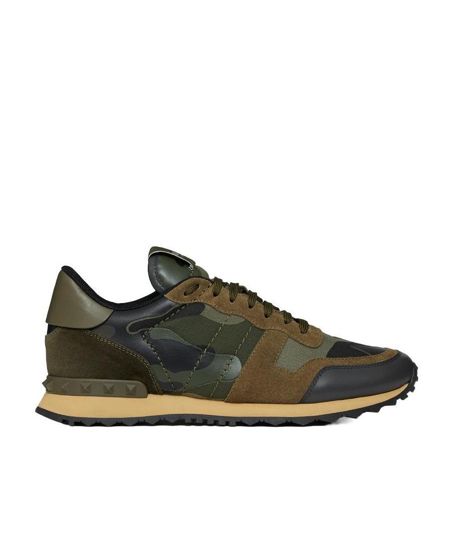 Shop Valentino Camouflage Rockrunner Sneaker In Black