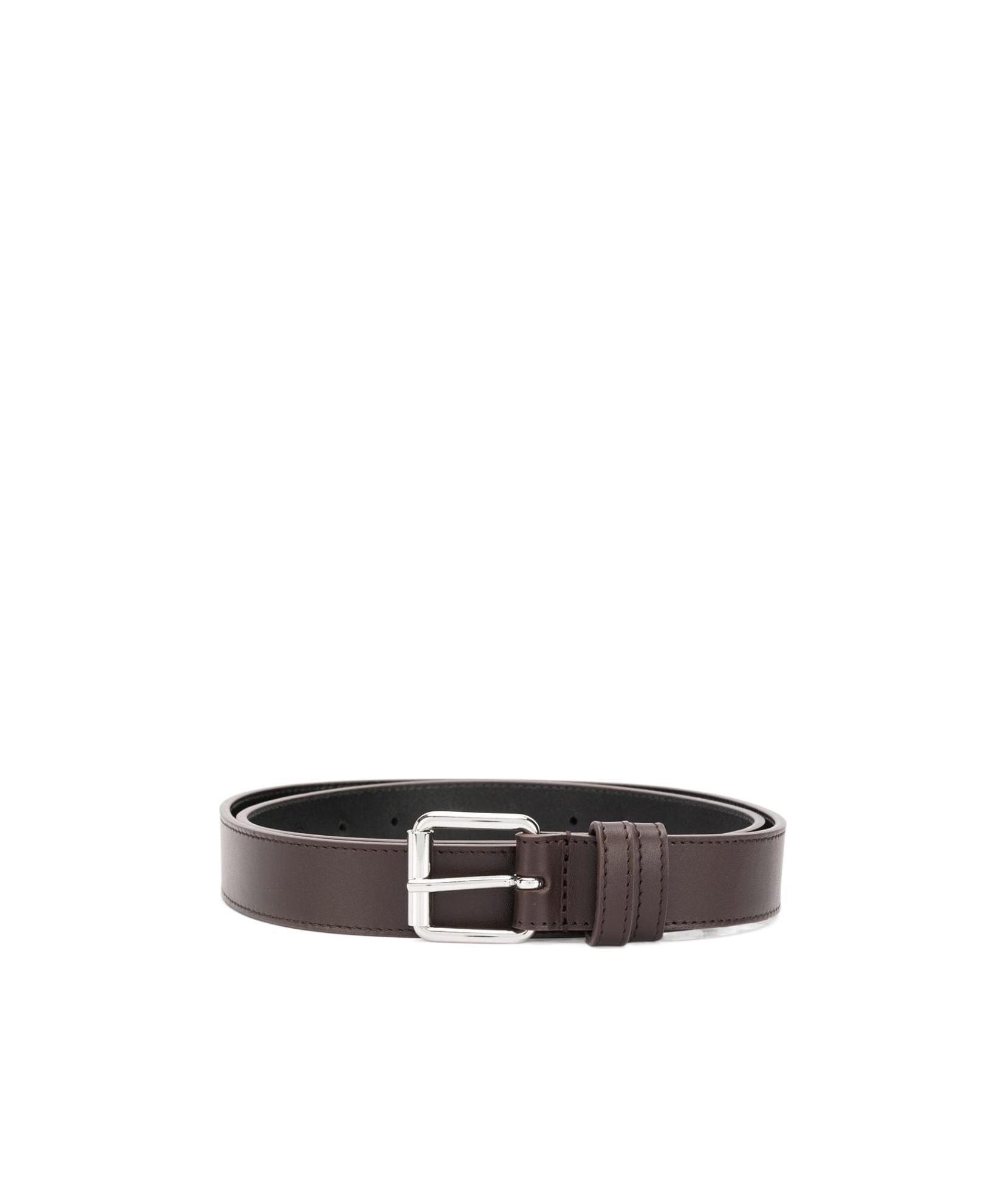 Comme Des Garçons Square-tip Leather Belt In Gray