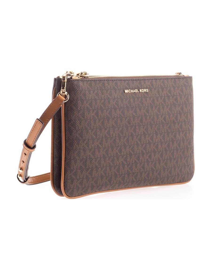 Michael Kors Monogram Print Crossbody Bag In Black