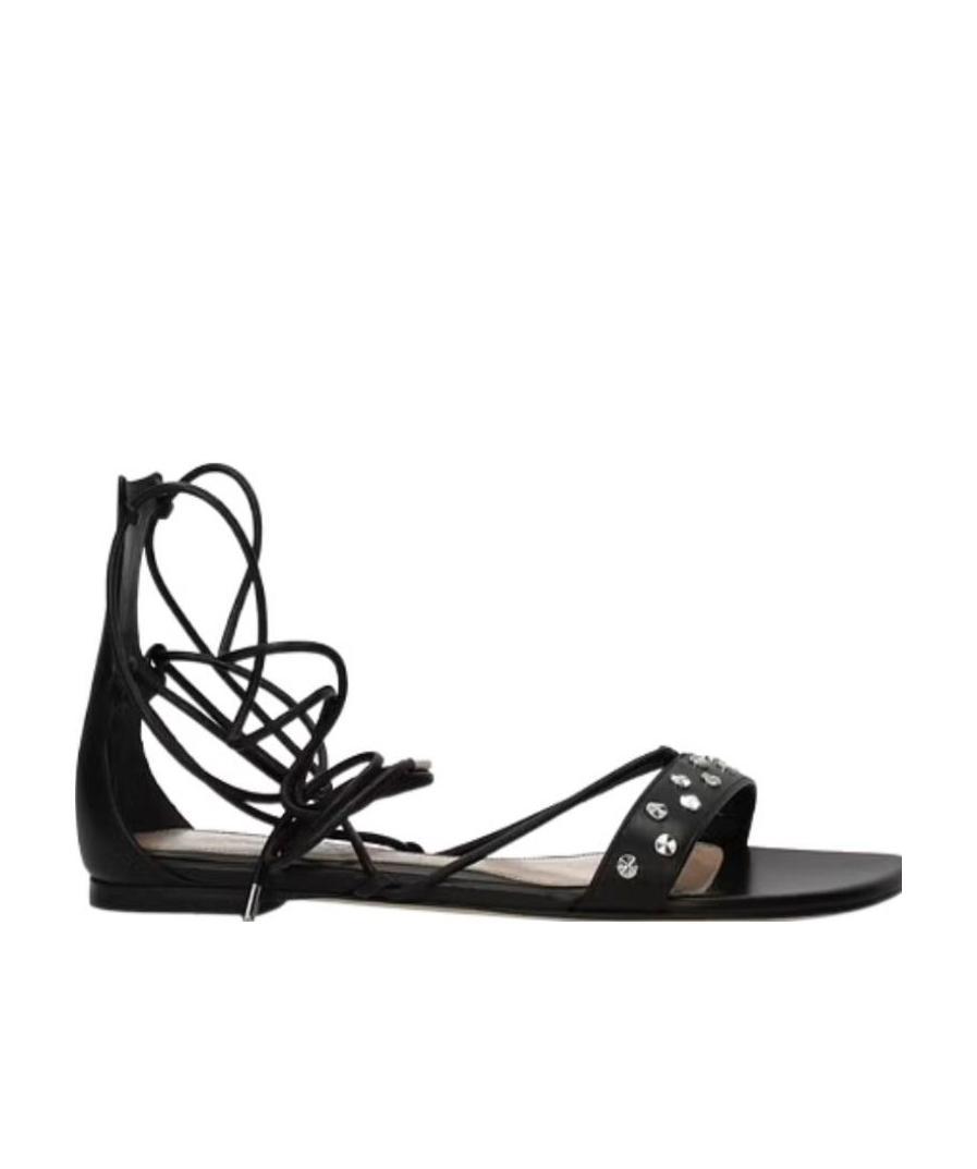 Alexander Mcqueen Tie Details Flat-soled Sandals In Black